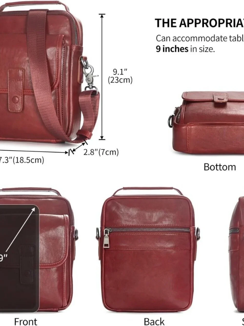 Men's Maroon Leather Shoulder Sling Travel Crossbody Stylish Magnetic Buckle Bag